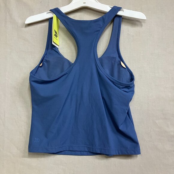 All in Motion Women's XS Blue Everyday Soft Rib Racerback Cropped Support Tank - Picture 9 of 13